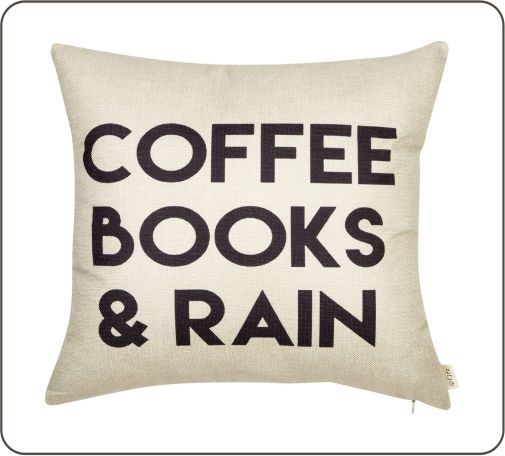 Coffee Books & Rain Pillow Cover